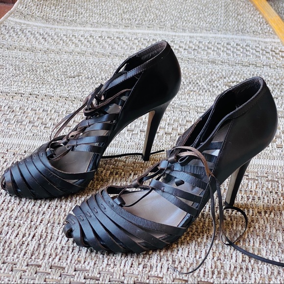 Zara high heels sandals dark brown leather size 39 - Picture 9 of 12